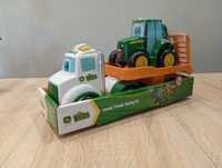 Zabawka duży Nowy John Deere kids laweta z traktorem koparka