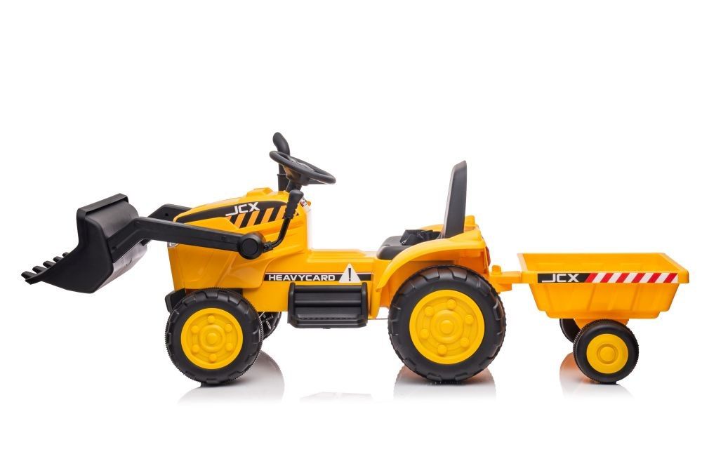 +PILOT Traktor koparka Na Akumulator Z Przyczepą S617 Żółty