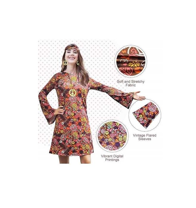 Sukienka hipiska przebranie lata 60 70 XL