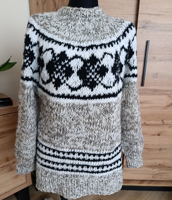 100% czysta żywa wełna, półgolf ciepły, unisex - Handmade