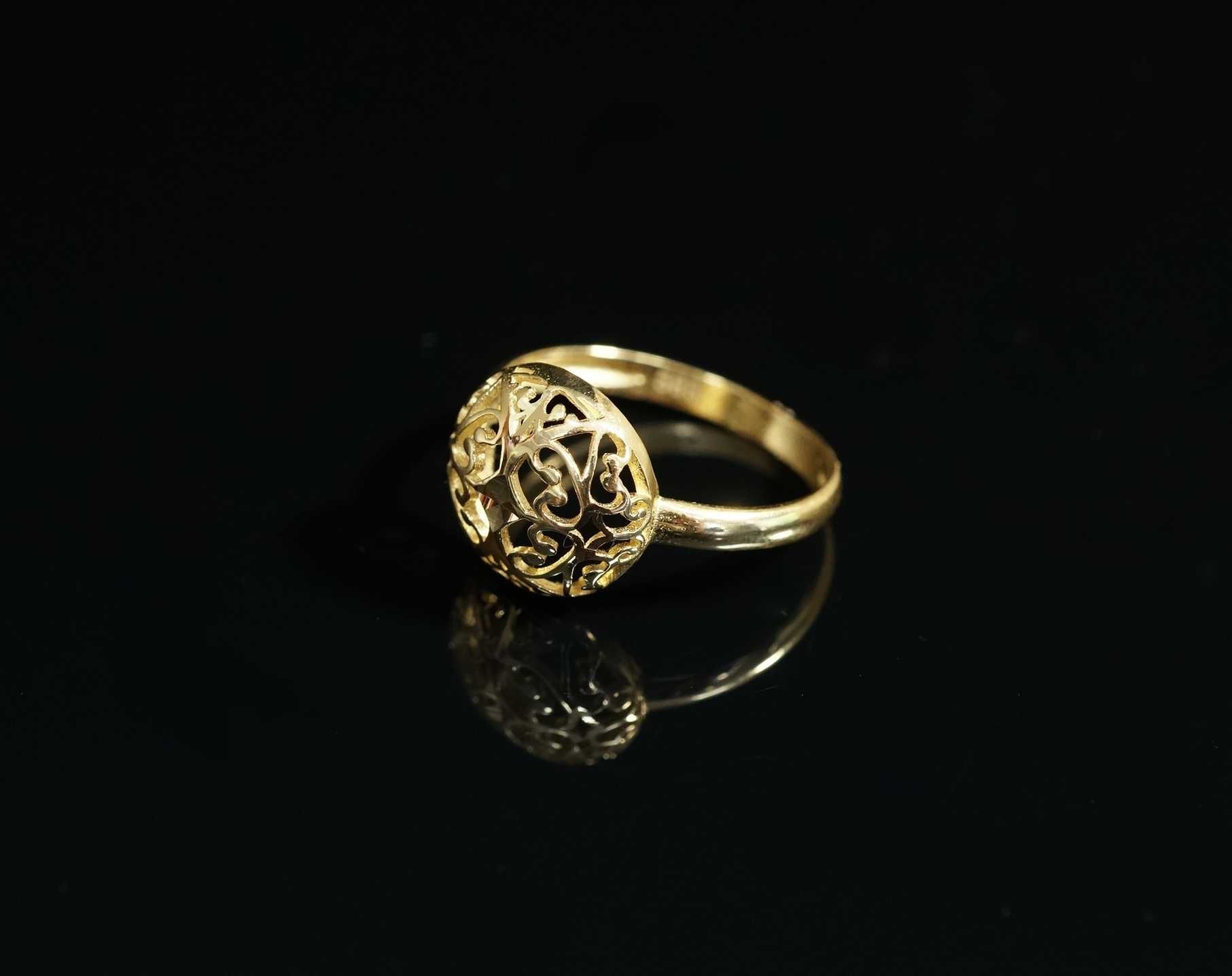 Złoto 585 - złoty pierścionek z kopułką rozm 13