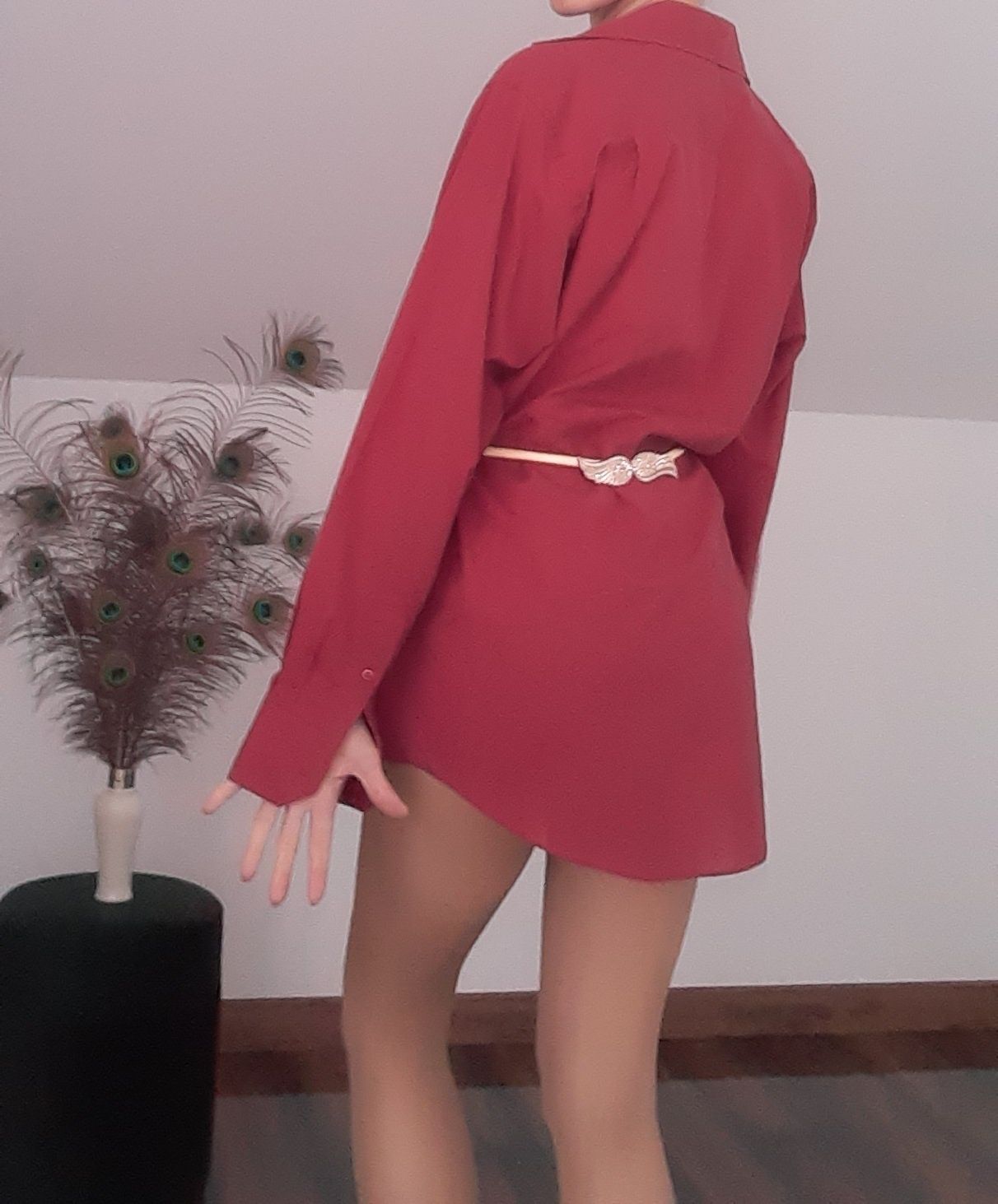 Vintage buick red oversize shirt single button Czerwona koszula