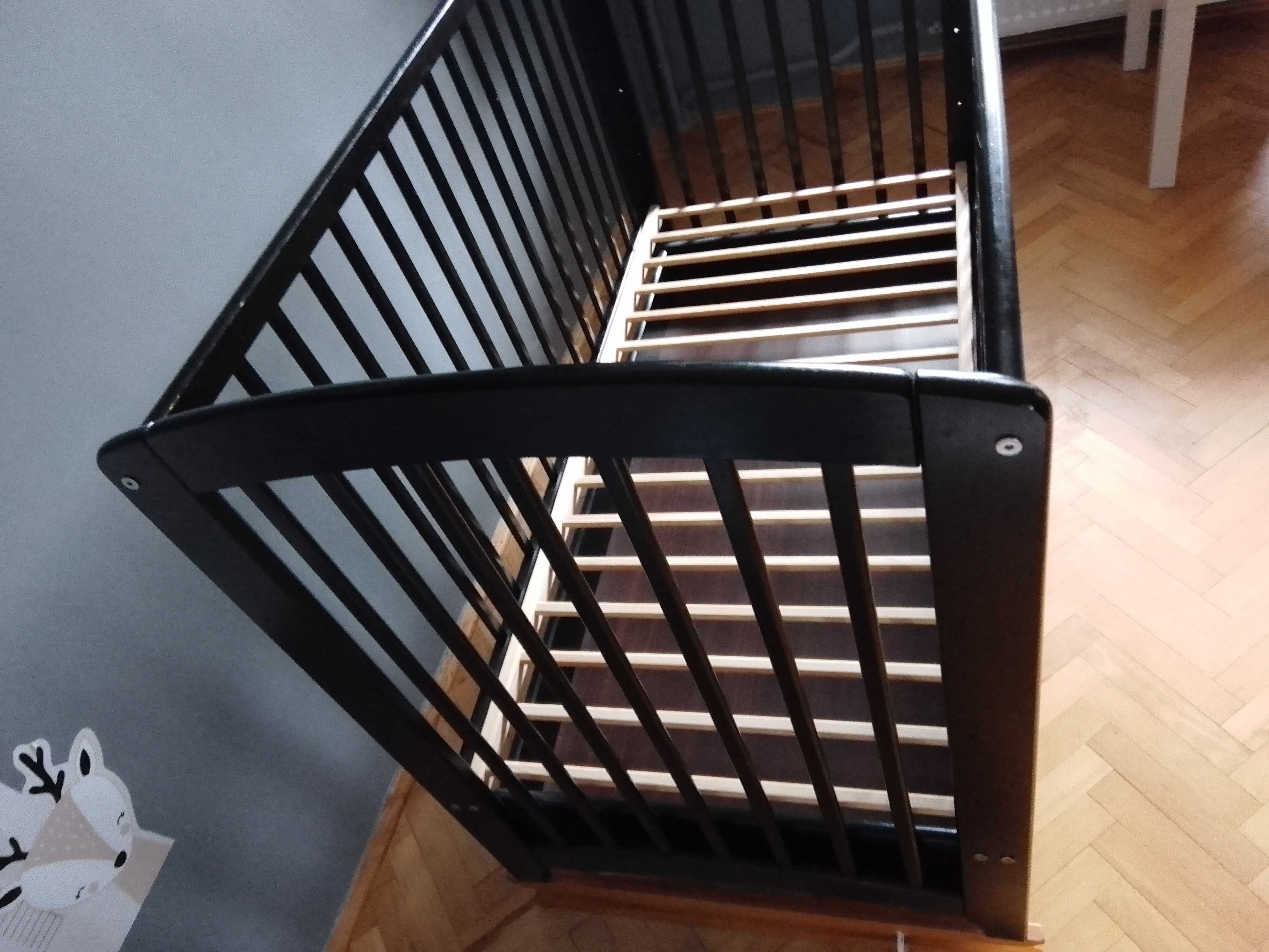 łóżeczko kołyska 60x120 sosnowe wenge z szufladą i biegunami