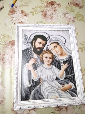 Вишита бісером картина Святе сімейство, ручна робота