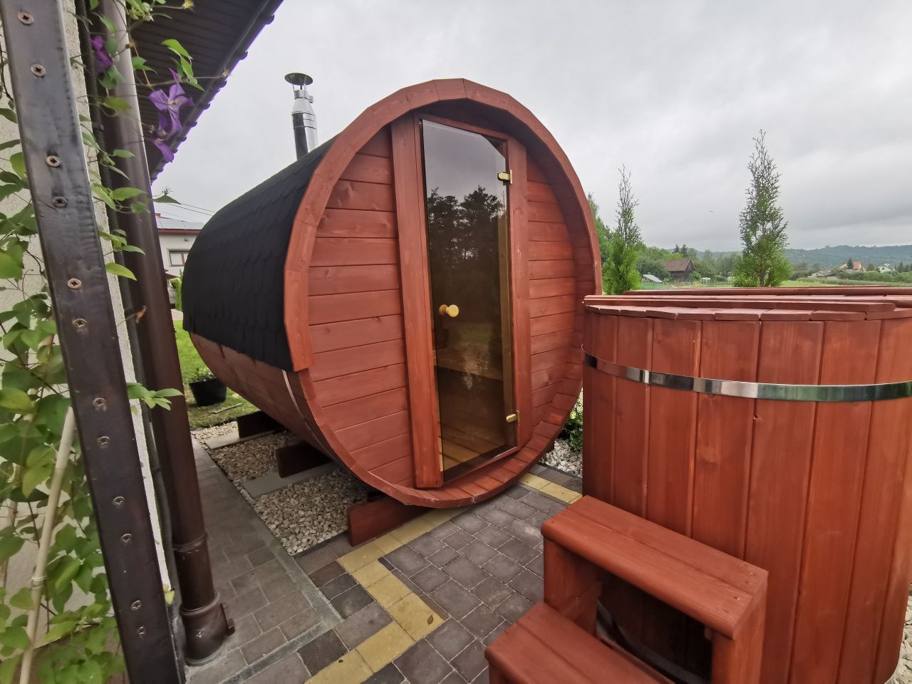 Sauna Ogrodowa 2,5 m x 2,2 m Cały komplet Piec  Zewnętrzny