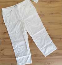 Białe spodnie 3/4, rybaczki, 98 % bawełna, rozmiar XL, 42