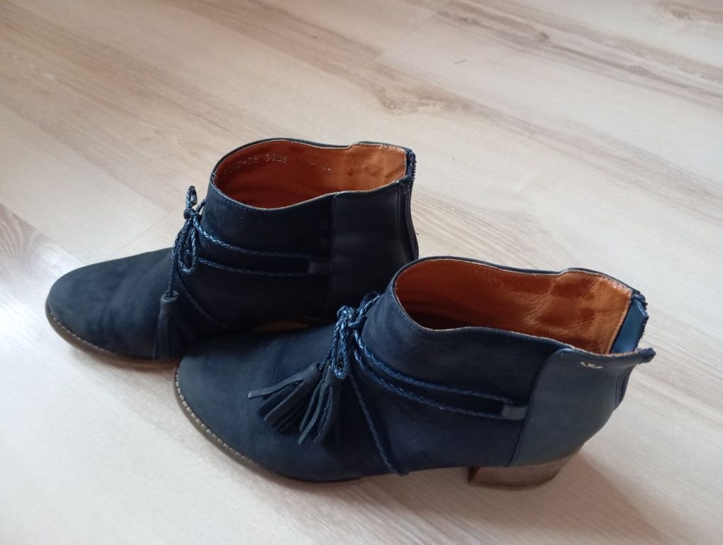 Botki niebieskie 38 skóra