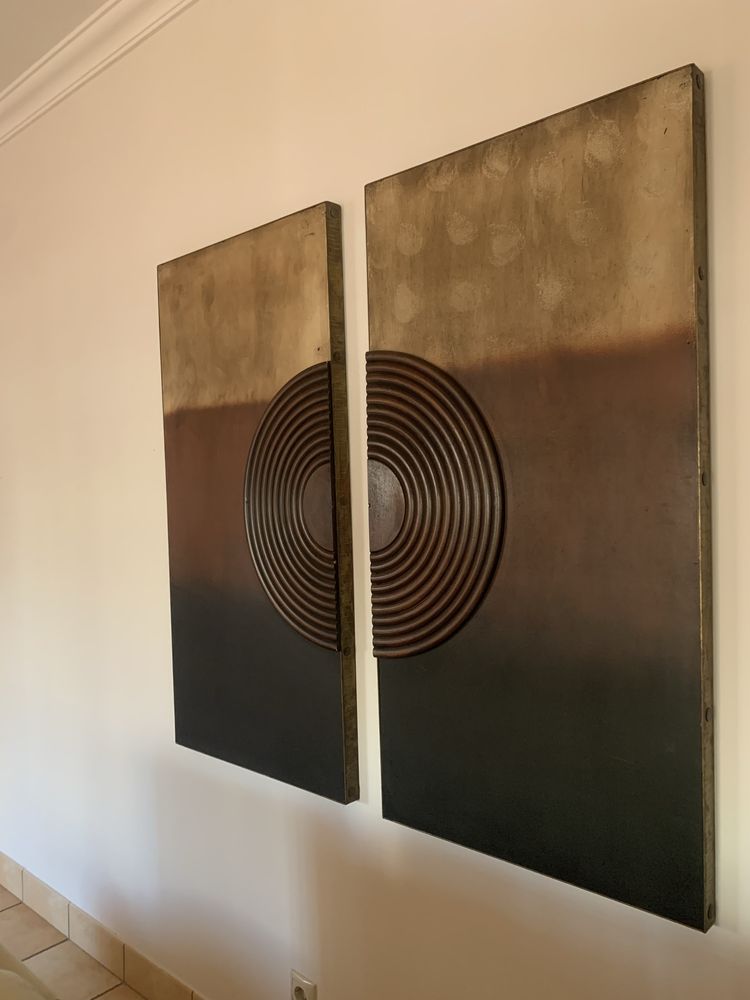 Quadro duplo em tons de castanho
