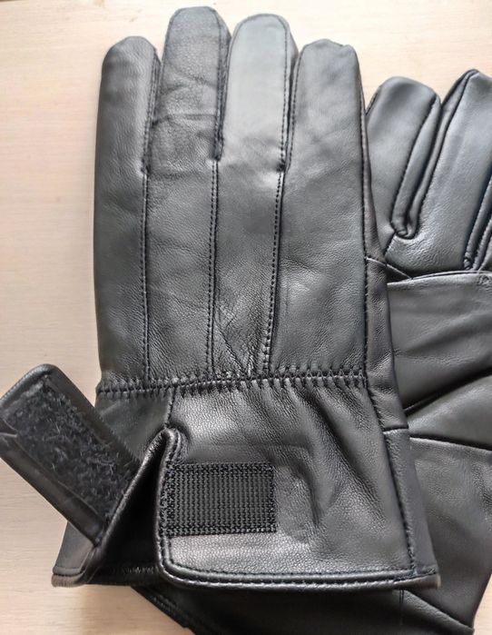 Шкіряні чоловічі перчатки на флісі