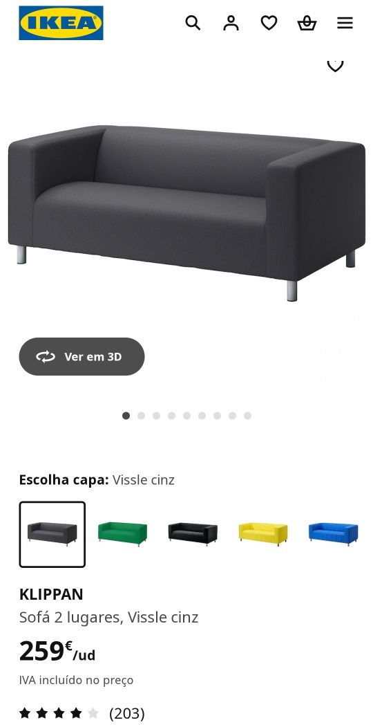 Sofá 2 lugares KLIPPAN IKEA Vissle de cor cinza