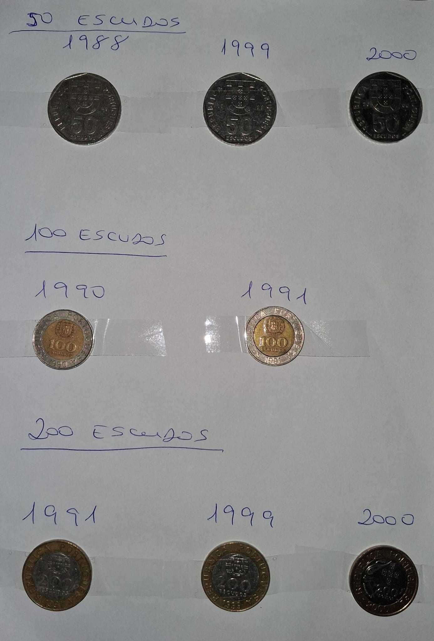 Moedas de 50 Escudos, 100 Escudos e 200 Escudos - De 1988 - Até 2000