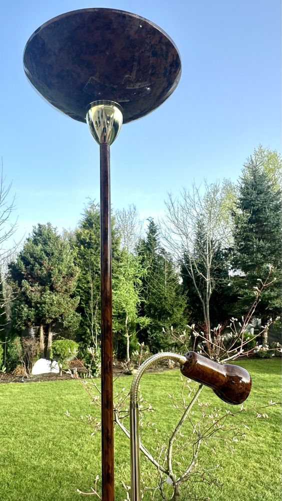 Lampa podlogowa metal imitacja forniru art deco 183cm