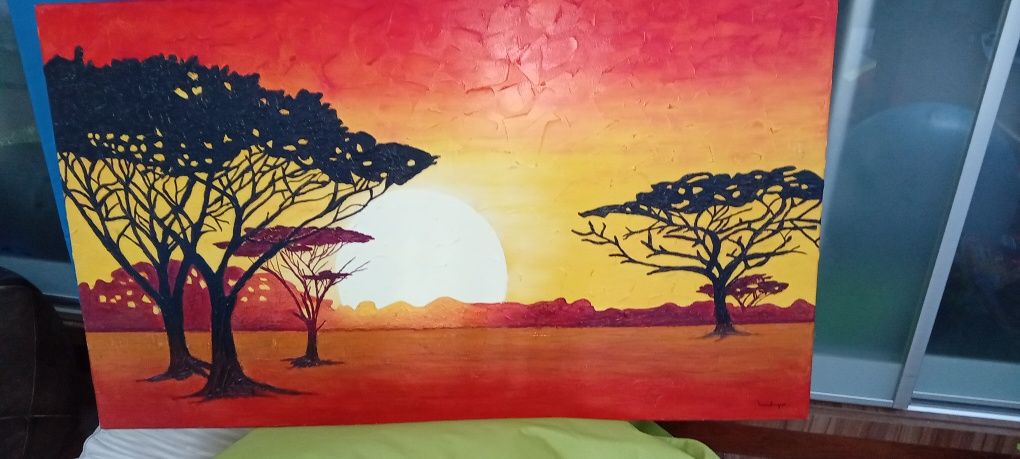 Pintura a óleo original "paisagem africana"