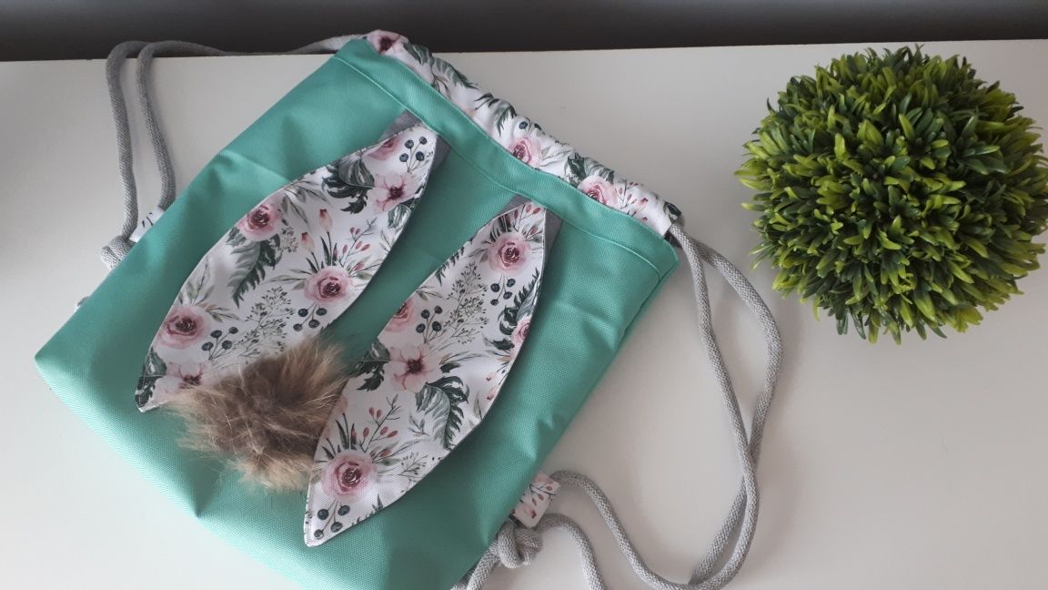 Workoplecak, worek, plecak dla przedszkolaka krolicze uszy Handmade