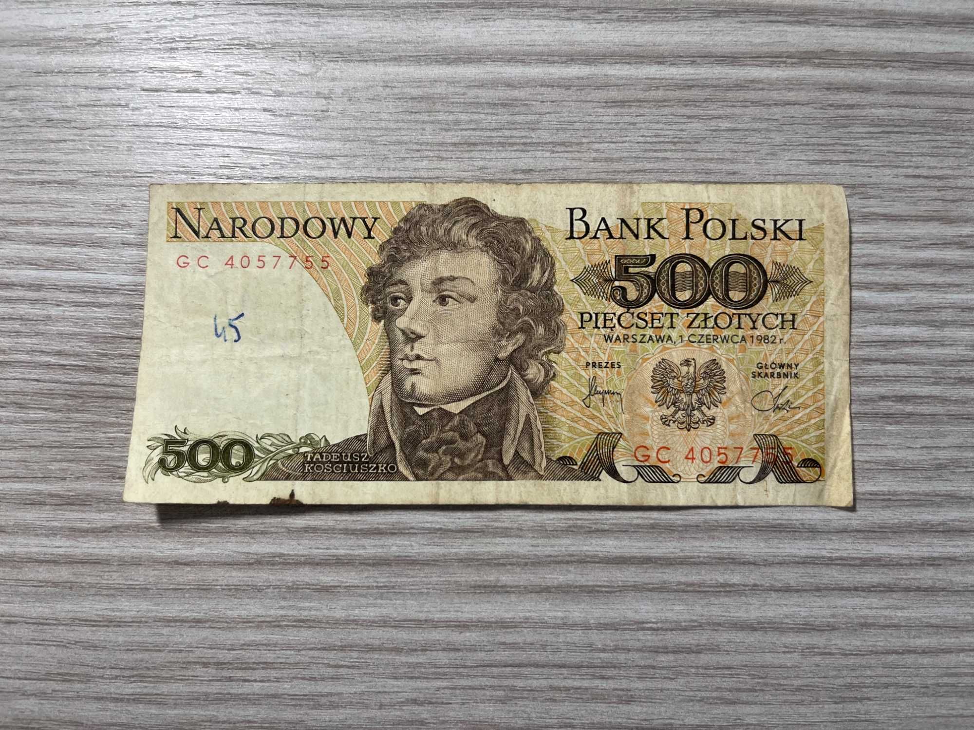 Banknot 500 zł Tadeusz Kościuszko 1982r.