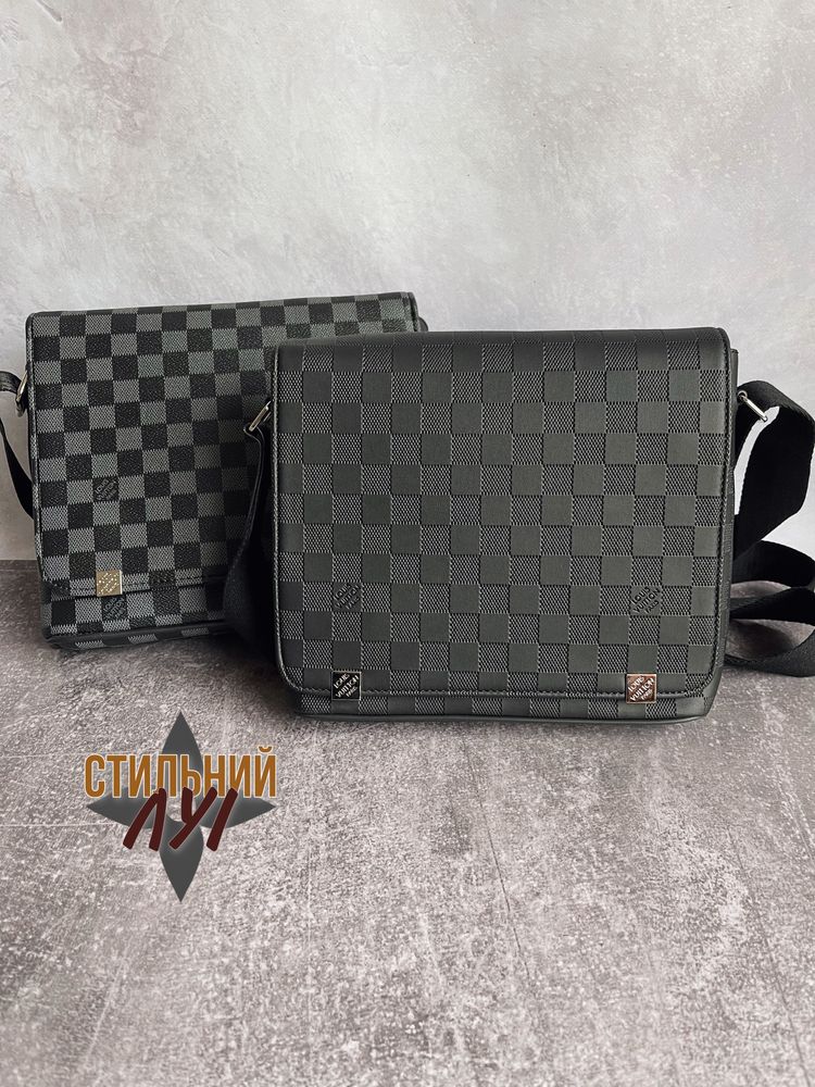 Сумка чоловіча месенджер чорна Louis Vuitton мужская черная Луи Витон