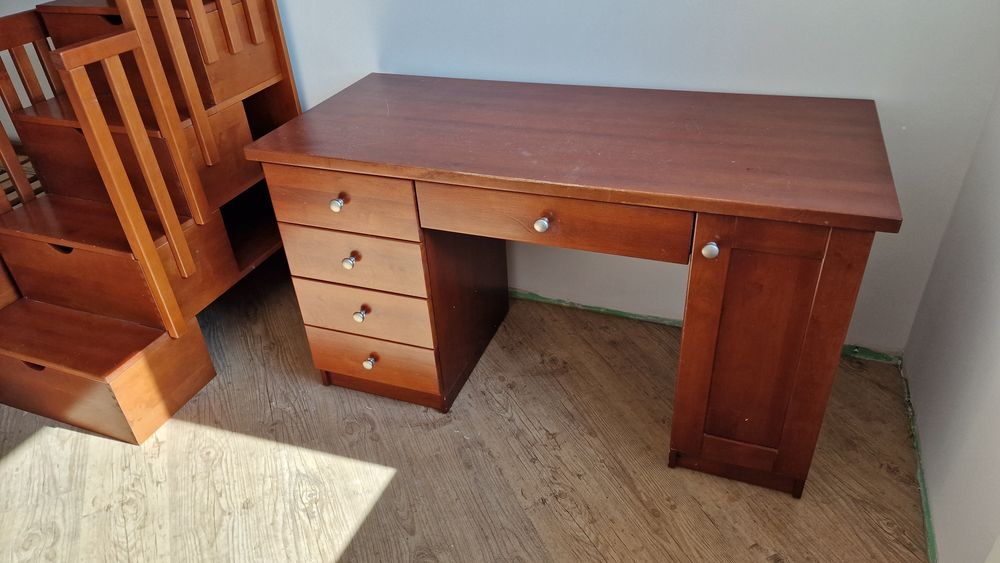 Komplet mebli ręcznie robionych z drewna bukowo klonowego łóżko pietro