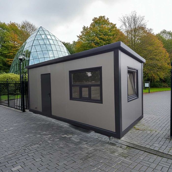 Kontener stróżówka portiernia z WC 6x2,5m Producent