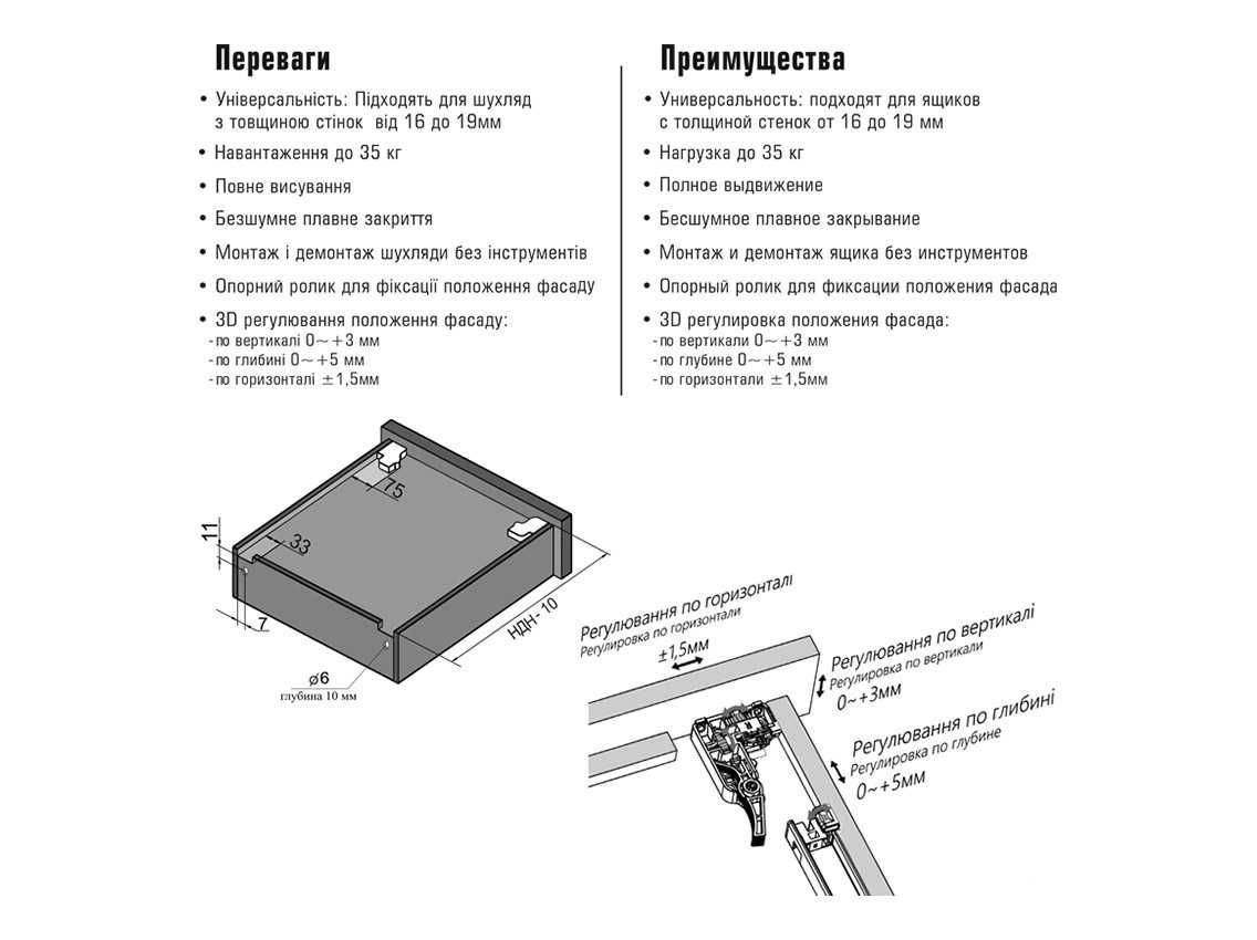 Направляющая скрытого монтажа полного выдвижения LINKENSYSTEM