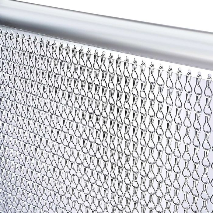 Aluminiowa zasłona łańcuchowa 90x200 cm na muchy, srebrna