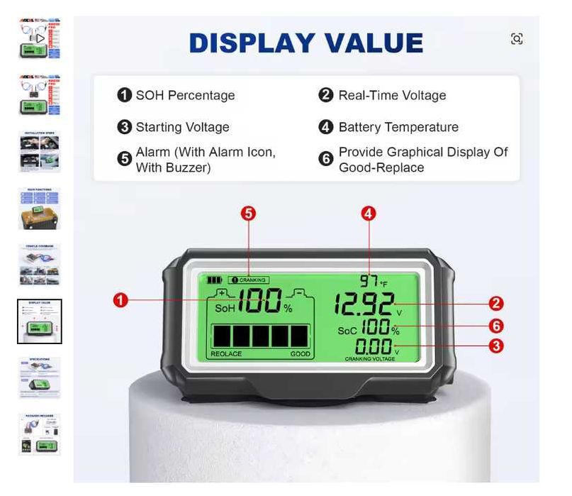 Індикатор стану акумулятора ANCEL BM200 PRO 12V Тестер  аккумулятора