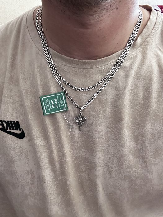 Срібний янгол охоронець і ланцюжок бісмарк 925 проби