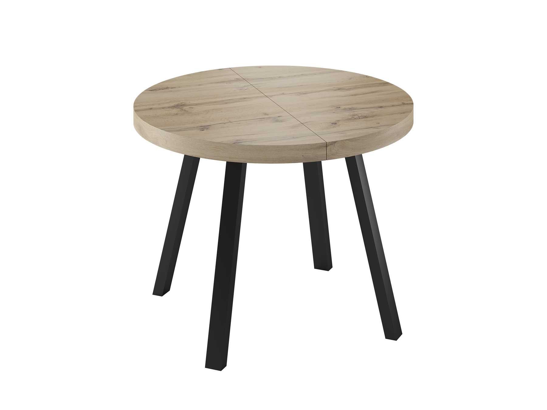 Stół okrągły, rozkładany 100+2x50cm,  dąb wotan,  gruby blat