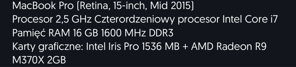 2 xMacbook Pro 15” 2015r na części