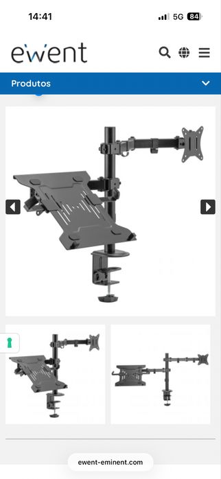 Suporte EWENT EW1519 para monitor com suporte para notebook