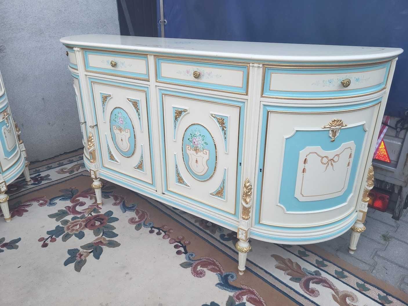 Meble pałacowe LUDWIK XIV komoda witryna sofa fotele stolik krzesła