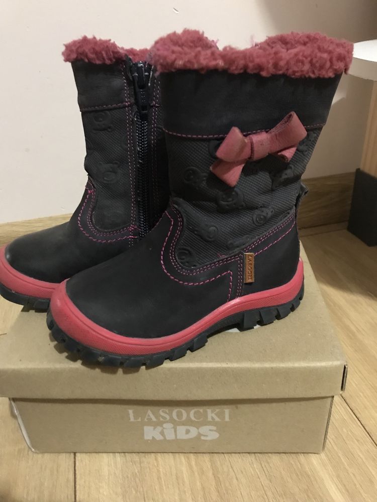 Buty zimowe kozaki 21 dla dziewczynki lasocki