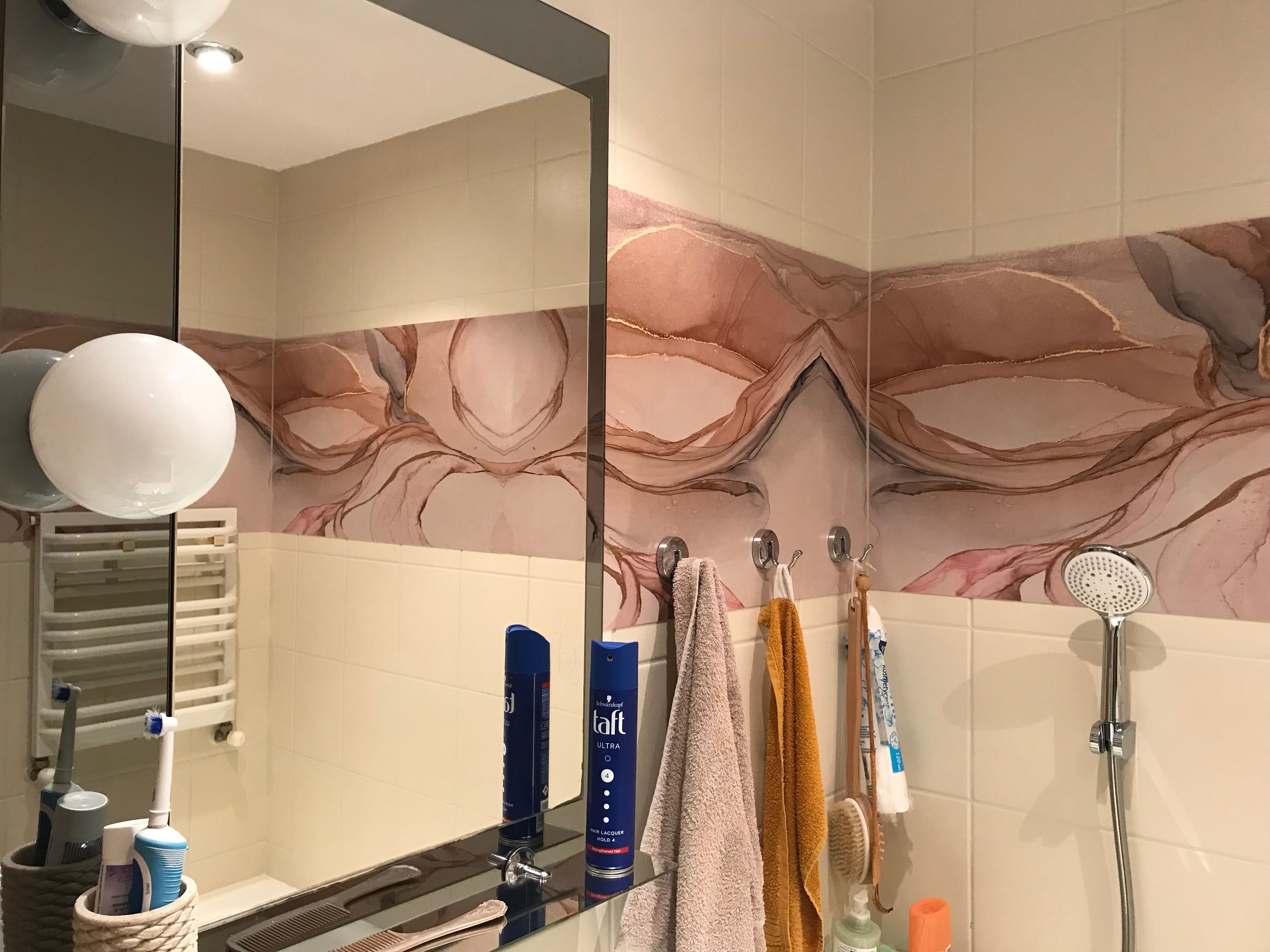 Panel ścienny 100x50 PCV 7 sztuk do łazienki i Farba do kafelek GRATIS