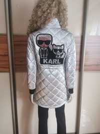Nowa kurtka damska Karl w kolorze srebrnym z cyrkoniami srebrnymi