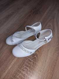 Buty białe komunijne komunia 34 obcas dziewczęce