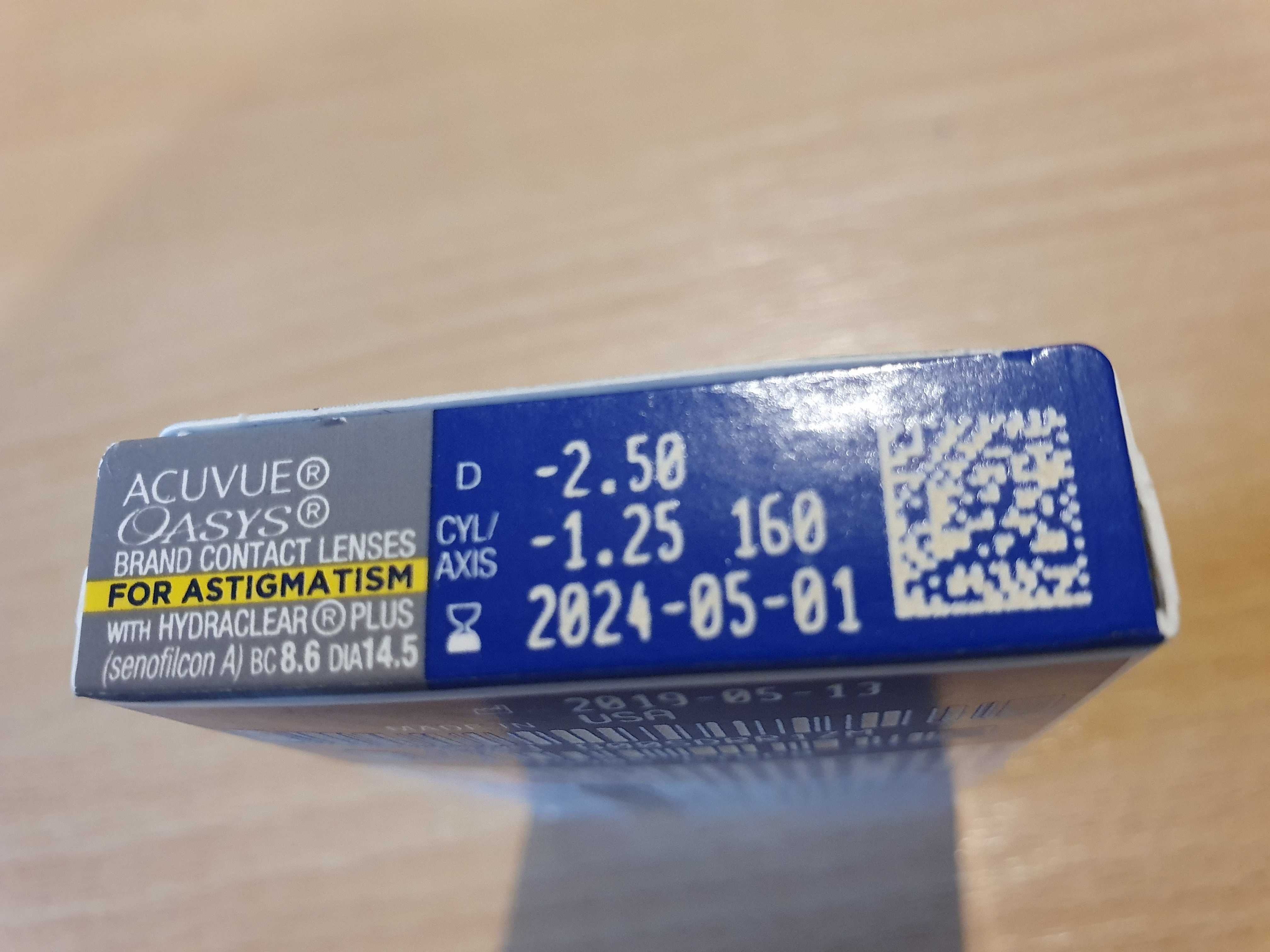 ACUVUE OASYS for ASTIGMATISM -18 szt. 2tyg  D -2.50 CYL/AXIS -1.25 160