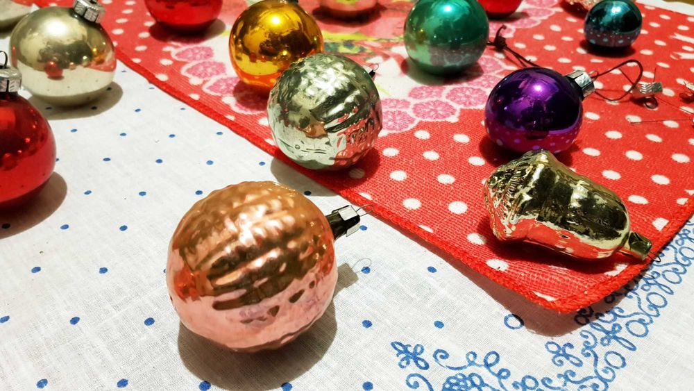 Старые стеклянные ёлочные игрушки СССР