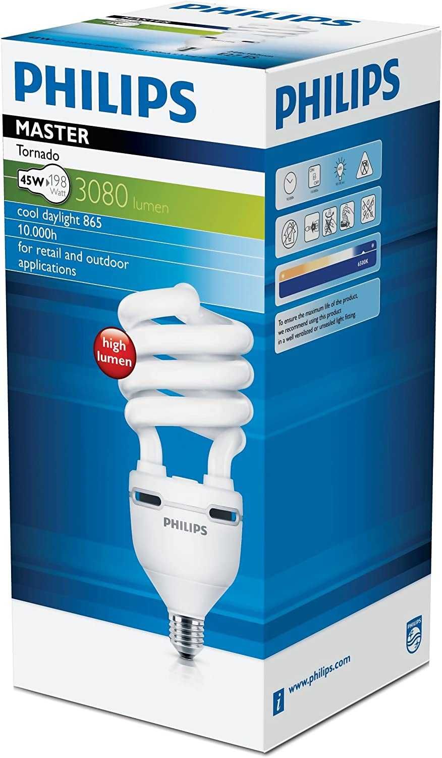 Лампа Philips Tornado High Lumen 45W WW E27