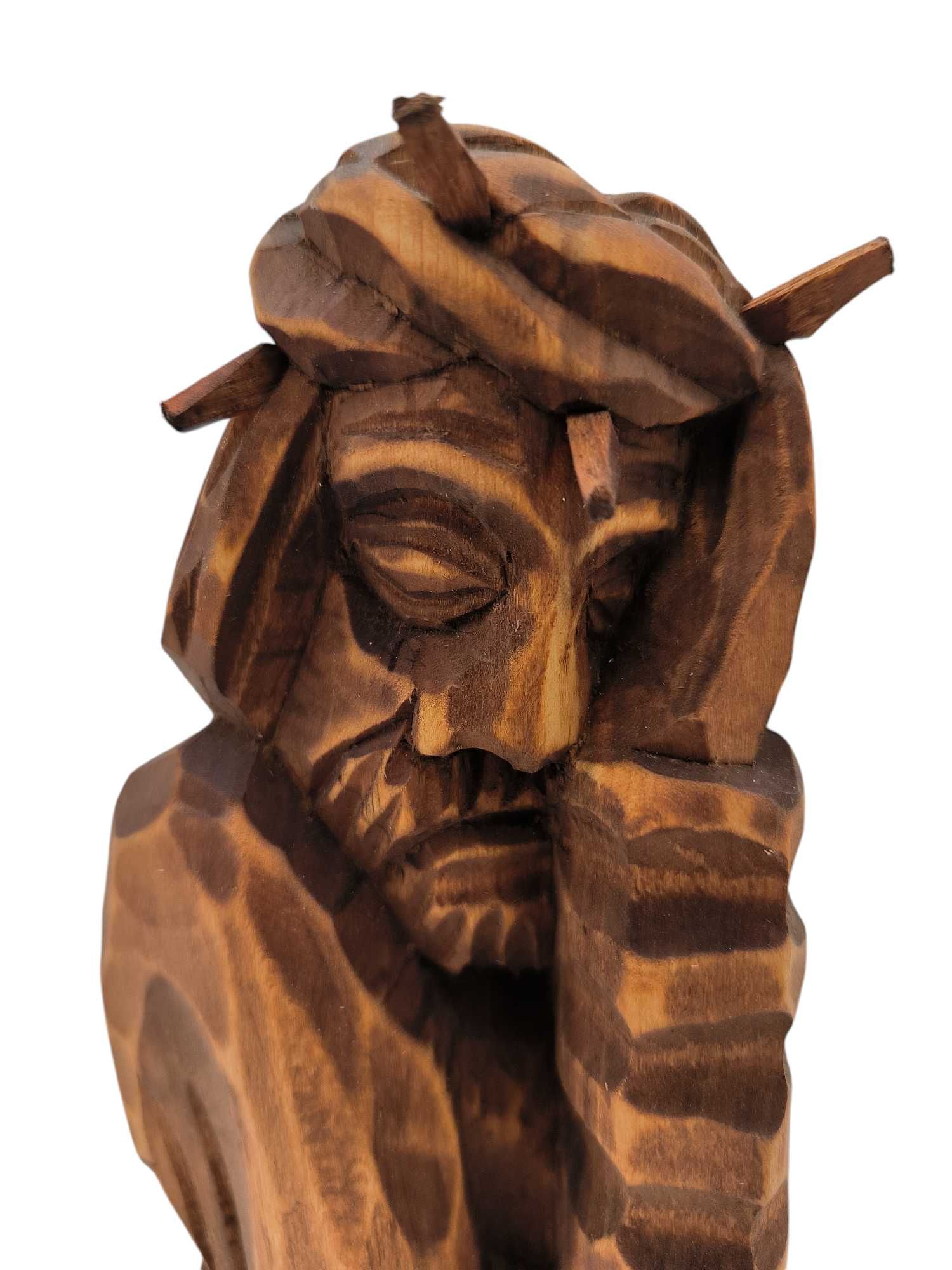 Rzeźba Jezus Chrystus Frasobliwy 25 cm Jasny Brąz Lewa Dłoń