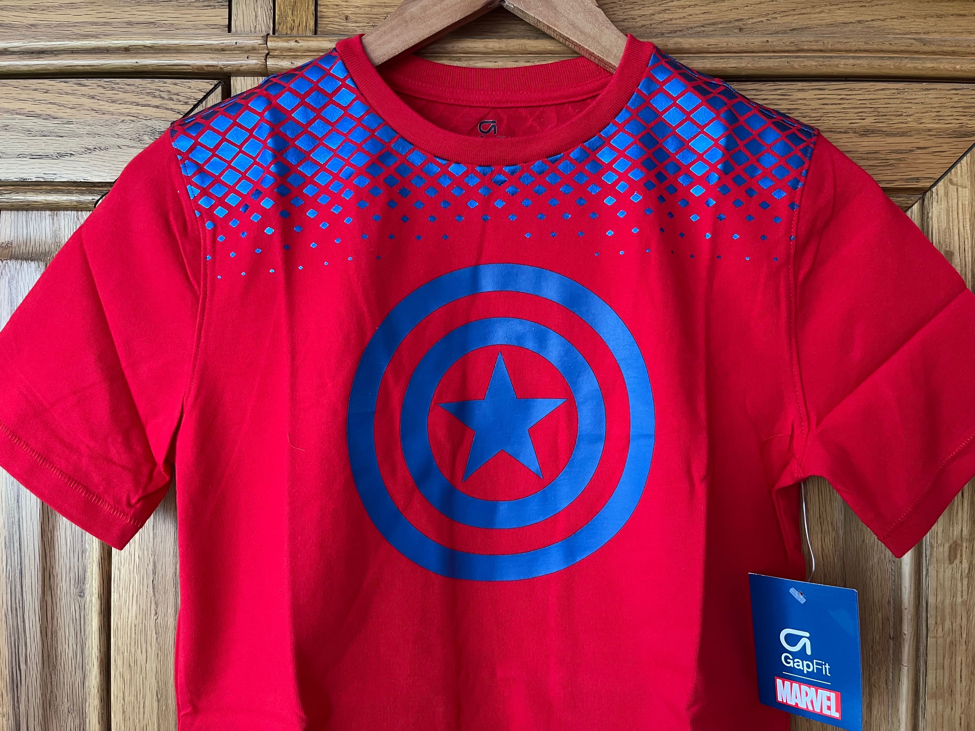 Nowy GAP MARVEL Kapitan Ameryka TSHIRT Top Bluzka Czerwony L