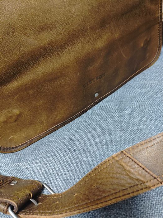 Stetson сумка шкіряна месенджер коричнева чоловіча велика портфель