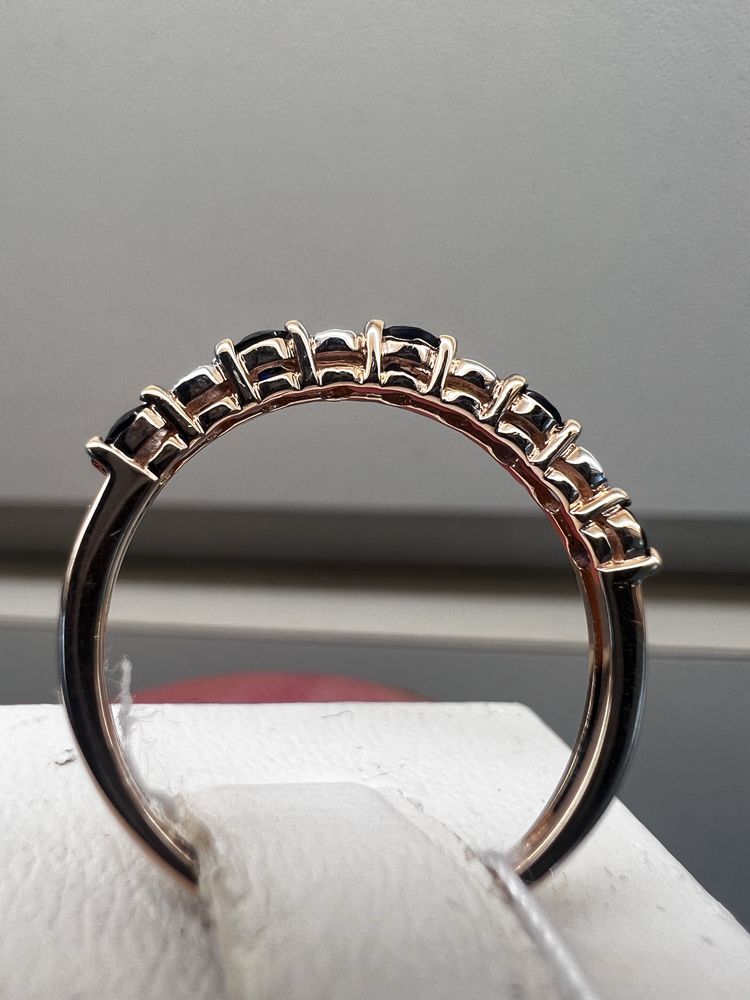 Золотое кольцо с брилиантами и сапфирами 585 проба 17,5 0,33ct