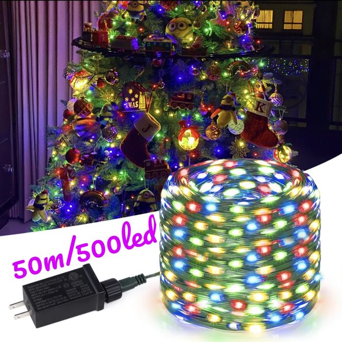 Не смарт гірлянда 50 м зелений дріт