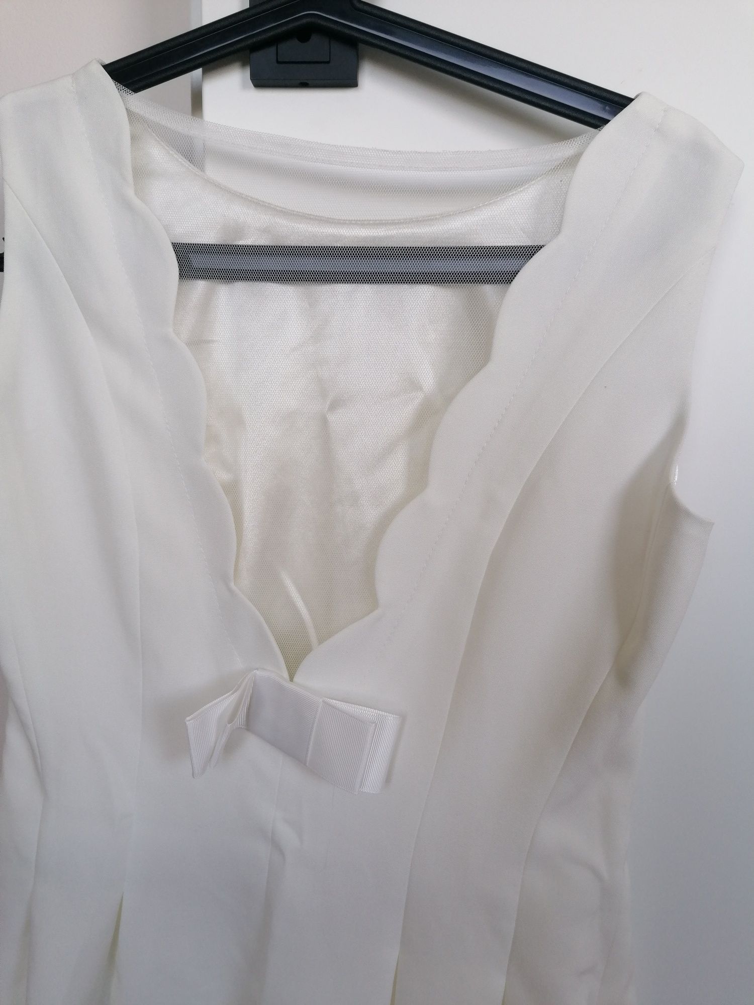 Sukienka biała kremowa komunia Chrzciny wesele siateczka na ramiączka