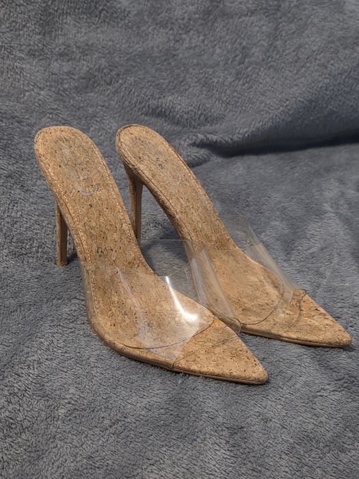 Szpilki Ego transparentne na korkowej podeszwie rozmiar 39 przezroczys