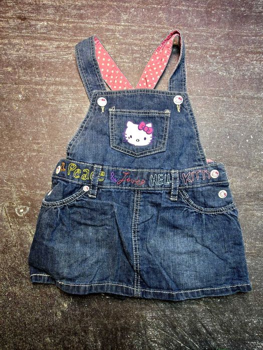 Jeansowa niemowlęca sukienka Hello Kitty