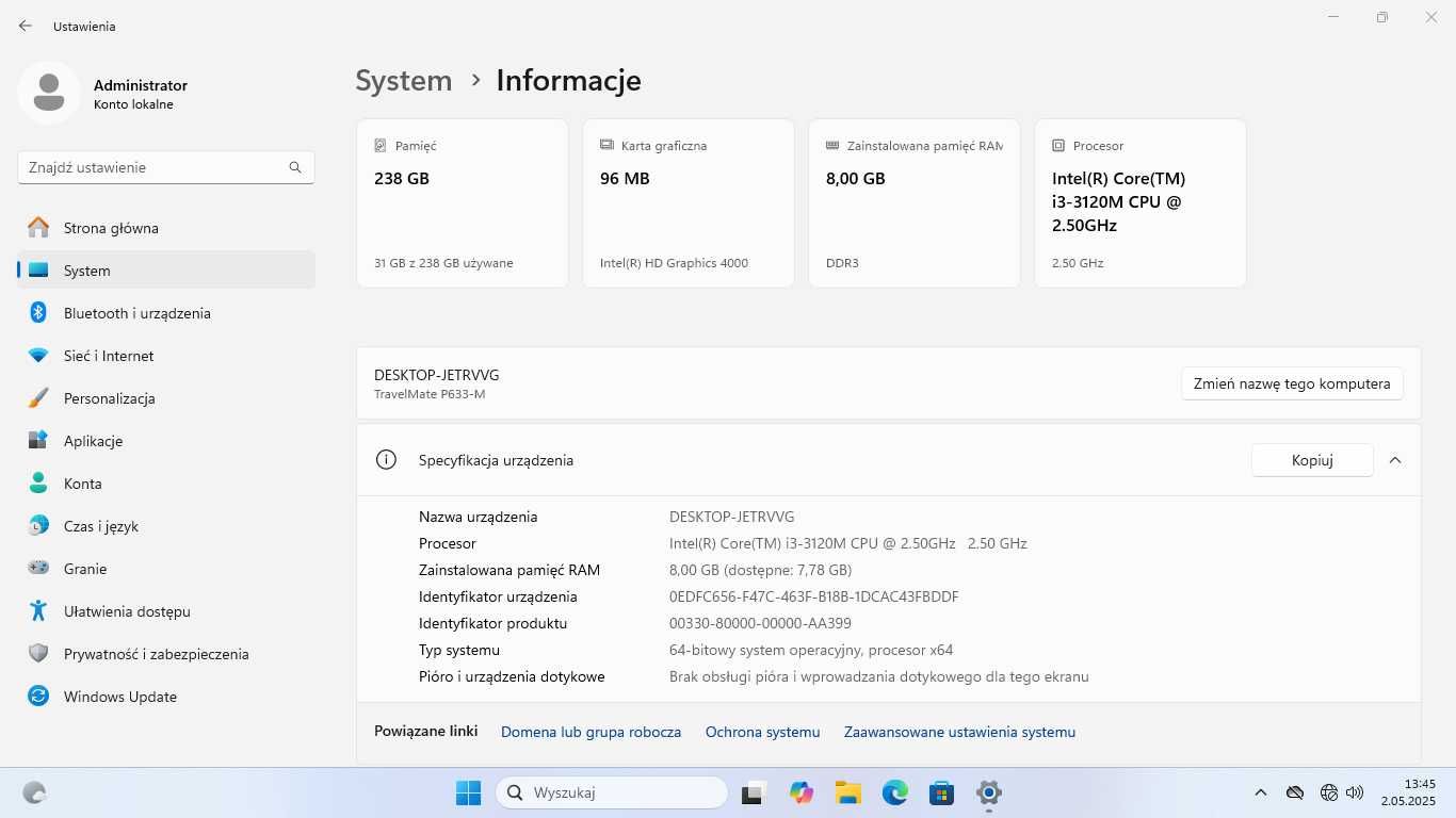 Acer P633-M 8/256GB modem 3G