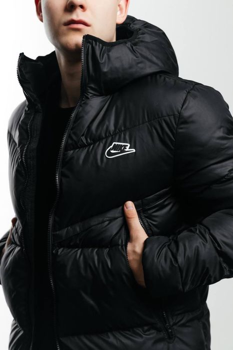 ФАВОРИТ! Куртка Nike NSW Black S M L XL пухан пуховик чорний найк