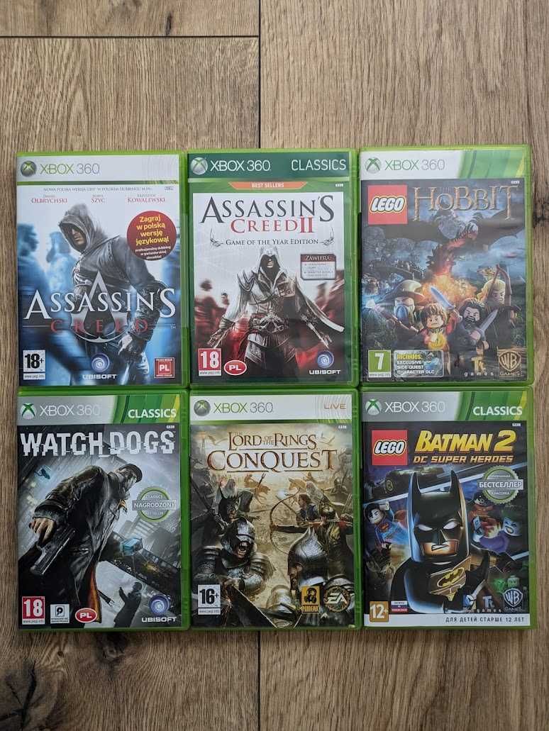 Zestaw 5 gier na Xbox 360 (Assasin's Creed 2, LEGO, Watchdogs, LOTR)