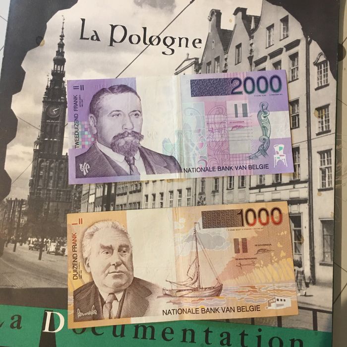 Banknoty franki belgijskie  1000,2000 tysiace