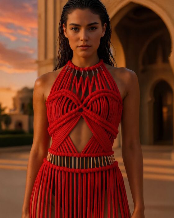 Сукня у техніці макраме